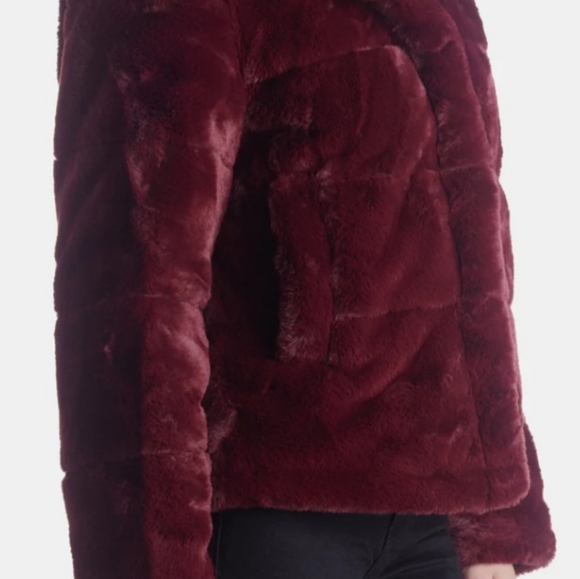 NWT Faux Fur Wine colored jacket - Picture 4 of 5